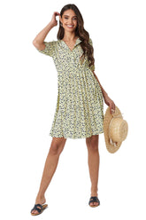 Short Sleeve Pleated Skirt Dress